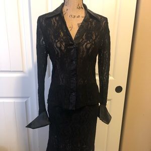 Sylvie & Mado Black Lace Top & Skirt